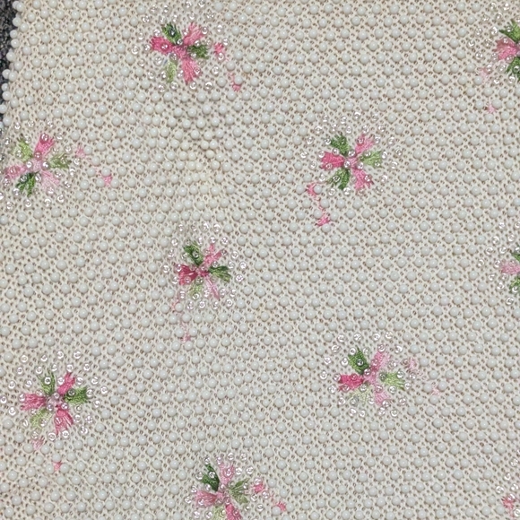 Women's Vintage Beaded Embroidered Flower Handbag - Picture 3 of 6